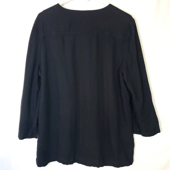 Carole Little Petites Vintage Black Linen Top Jacket Size Women 12 - Picture 2 of 6